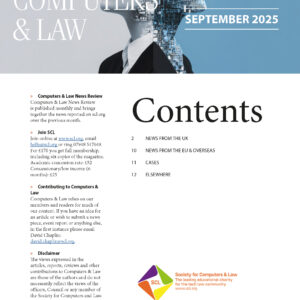 front page of computers and law news review september 2025